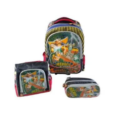 Imagem de Mochila rodinha  escolar herois 3d + kit lancheira e estojo - VOZZ,  A