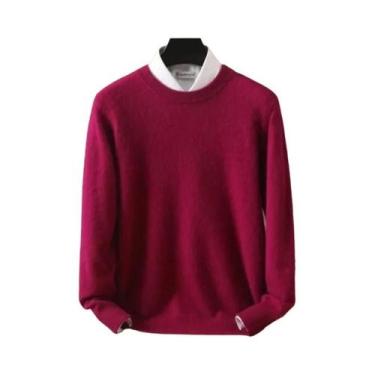 Imagem de Suéter Masculino De Tamanho Grande 100% Cashmere De Vison Puro, Gola R