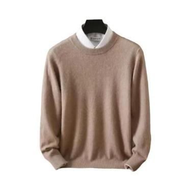 Imagem de Suéter Masculino De Tamanho Grande 100% Cashmere De Vison Puro, Gola R