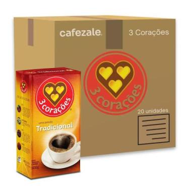 Imagem de Café 3 Corações Tradicional a Vácuo Kit 20 Pacotes de 500g