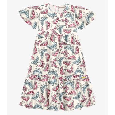 Imagem de Vestido Midi Infantil Borboletas Trick Nick Bege