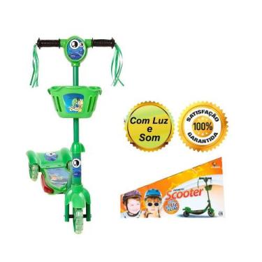 Imagem de Patinete Scooter de 3 Rodas + Cestinha + Som e Luz para até 35kl - KOP