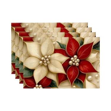 Imagem de Sousplats De Natal Em Linho Com Tema Papai Noel 20x25cm Decorações Par