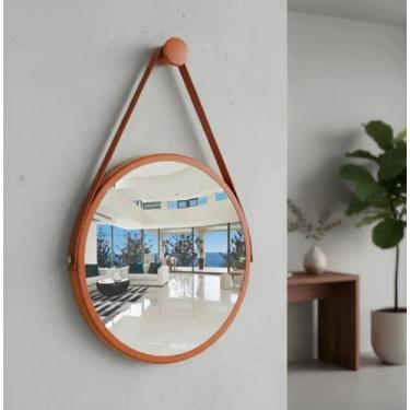 Imagem de Espelho Redondo Decorativo Suspenso Com Alça 30cm + Suporte Cobre Alça