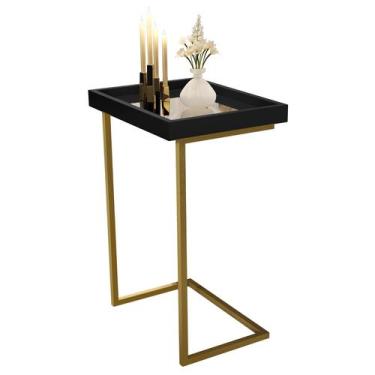 Imagem de Mesa De Canto Apoio Para Sofá Detalhe em Espelho Elegante - E-NOVA MÓV