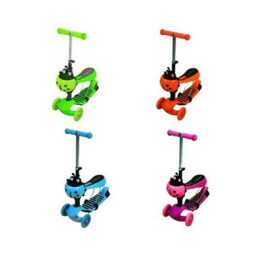 Imagem de Patinete Andador Infantil de 3 Rodas Com Luz Led Assento e Cestinha Pa