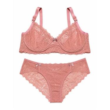 Imagem de Conjunto De Lingerie Plus Size Calcinha e Sutiã Sem Bojo De Renda Sexy