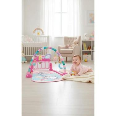 Imagem de Tapete Atividades Piano Unicórnio Rosa Bebê 2 Meses+ - Congratulations