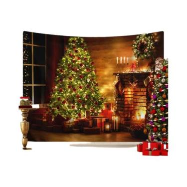Imagem de Tapeçaria Decorativa De Árvore De Natal E Lareira, Pano De Fundo Para 