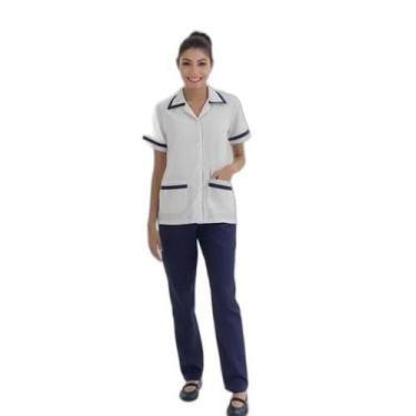 Imagem de Conjunto Uniforme Algodão Jaleco com Calça Copeira, Faxineira, Domésti