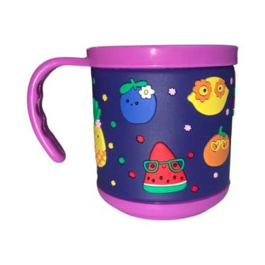 Imagem de Copo Infantil Emborrachado Meninas Caneca de Criança Escolar Cor:Roxo 