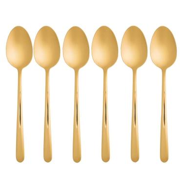 Imagem de 6 Colheres para Mesa Viena Dourado Aço Inox Wolff