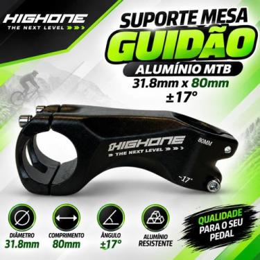 Imagem de Suporte Mesa Guidão Alumínio MTB 31.8mm x 80mm +- 17 - High One