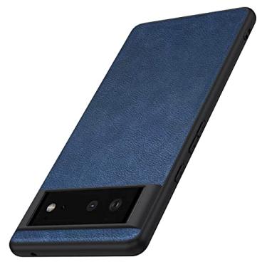 Imagem de Capa para Google Pixel 6/6 Pro, capa traseira de proteção antiqueda de couro PU + TPU premium, capa protetora à prova de choque, azul, 15 cm