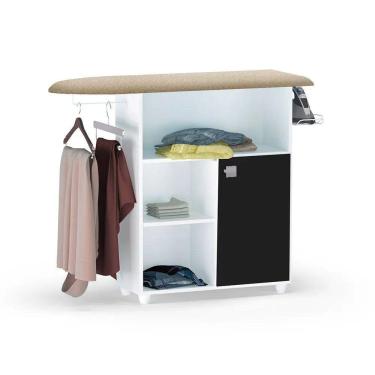 Imagem de Armário Multiuso com Tábua de Passar Passadeira Mariana com Porta Branco e Preto - AJL Móveis
