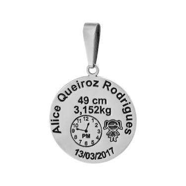 Imagem de Pingente Aço Mandala Nascimento Menina 27mm