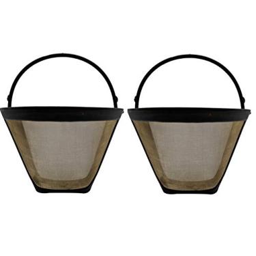 Imagem de Blendin Filtro De Café De Malha De Aço Inoxidável Dourado Estilo Cone Nº 4 Reutilizável, Compatível Com Cuisinart Gtf-4 E Alguns Outros Fabricantes De Cerveja (2 Unidades) Ouro Preto