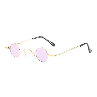 Imagem de Óculos de sol multicoloridos com armação ultra pequena, óculos de sol com armação circular retrô, óculos de sol de personalidade europeia e americana, ouro roxo, china
