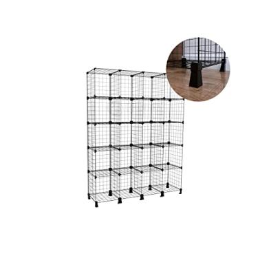 Imagem de Estante Organizadora Multiuso Livreiro Arara de Roupas Estoque com 20 Nichos Prateleira de Aço Preto