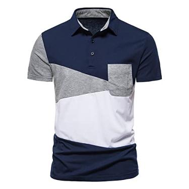 Imagem de Camisa pólo masculina de golfe, tênis, esporte, camiseta, streetwear, casual, moda, desempenho atlético, camisa pólo manga curta,Blue,XXL
