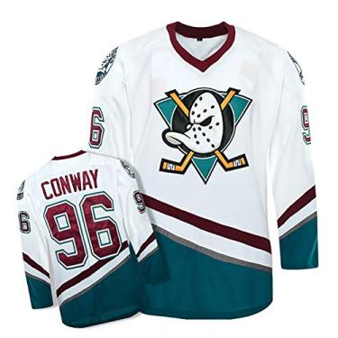 Imagem de Yajun Charlie Conway #96 Mighty Ducks filme t-shirts hóquei jersey sobre gelo NHL homem roupa respirável t-shirt de manga comprida, M, Branco, M