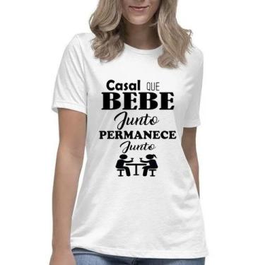 Imagem de Camiseta Feminina Casal Que Bebe Junto Permanece Junto Blusa - Mago Da