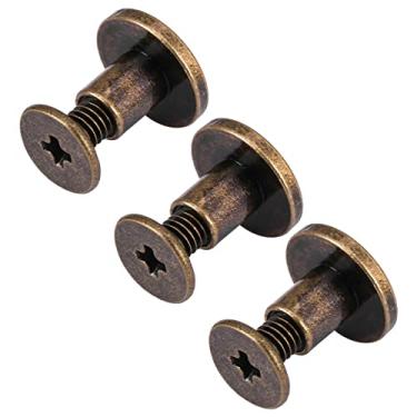 Imagem de 20pcs cabeça plana cobre rebites de cabeça redonda plana botão com parafuso de latão parafusos porcas pregos rebites para couro artesanato saco sapatos decoração (6.5mm)