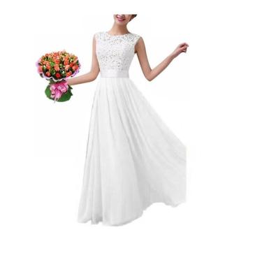 Imagem de Vestido Casamento Longo Noiva Renda Civil Festa Madrinha