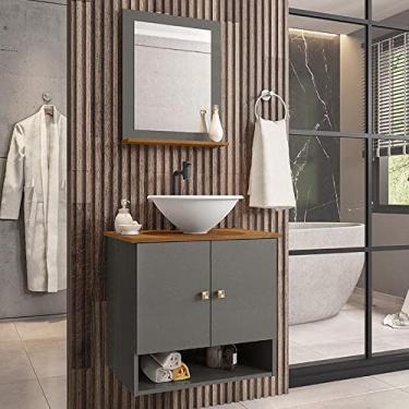 Imagem de Gabinete Banheiro Deli Lume Bco Torneira Valv Click Black Titanium/nature