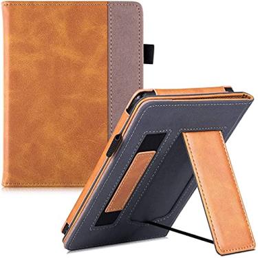 Imagem de Capa com suporte para Kindle Paperwhite 10ª geração lançada/todas as versões Paperwhite – Capa protetora premium com compartimento para cartão e alça de mão, suporte dobrável, fecho magnético, hibernar/despertar automática