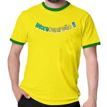 Imagem de Camiseta Hexacampeão Camisa Copa Brasil Verde E Amarelo - Mago Das Cam