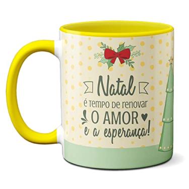 Imagem de Caneca Amor E Esperança Renovados No Natal Presente Fofo (Amarela)