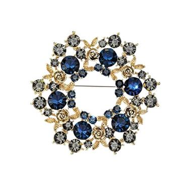 Imagem de KIZQYN Broche feminino vintage cristal grinalda broche moda versátil terno casaco lapela pino luxo coleira decoração acessório fantasia