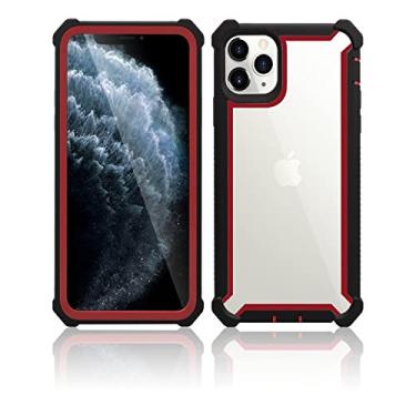 Imagem de caso de armadura protetora pesada PC TPU é para iPhone 14 13 12 11 Pro Max XR XS 8 7 plus capa de choque transparente, capa de telefone preta vermelha, para telefone 12 mini (5.4)