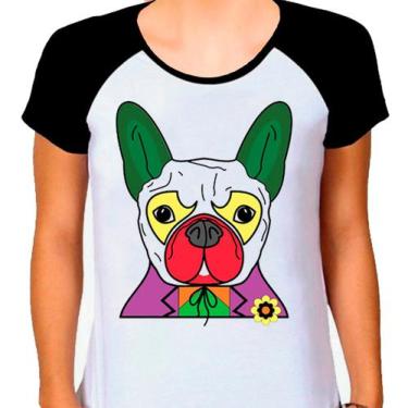Imagem de Camiseta Raglan Buldog Francês Cachorro Pet Dog Branca Fem03 - Design