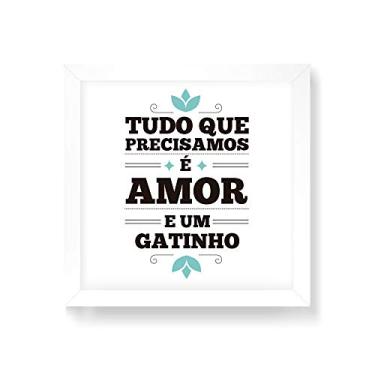 Imagem de Arte Maníacos Quadro Decorativo Amor e Gatinho - 30x30cm (Moldura em laca branca)