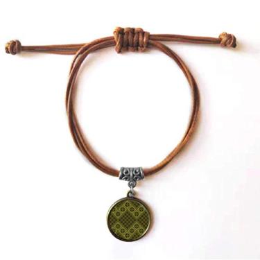 Imagem de DIYthinker Pulseira de couro com estampa de triângulo de losango verde pulseira pulseira marrom joia presente