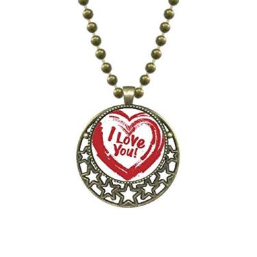 Imagem de DIYthinker I Love You Colar com pingente de coração vermelho com estrela e corrente de lua