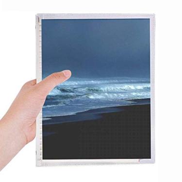 Imagem de Caderno com imagem da natureza da ciência da praia, céu oceano, folha solta, diário recarregável, papelaria