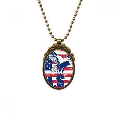 Imagem de DIYthinker Bandeira da América Haliaeetus leucocephalus Eagle Colar antigo Chaveiro com pingente de contas vintage