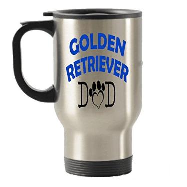 Imagem de Golden Retriever Caneca com isolamento térmico para viagem de aço inoxidável para pai e mãe (papai)