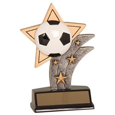 Imagem de 13,8 cm Estilo de prêmio de troféu esportivo de futebol - 2 suporte de inserção de 5 cm Resina estrela, medalhas esportivas e troféus de esportes. Troféu de jogador com nome gravado personalizado