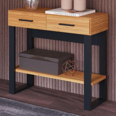 Imagem de Aparador Industrial 2 Gavetas 1 Prateleira 100% Mdf Freijó/preto Fosco - Pradel