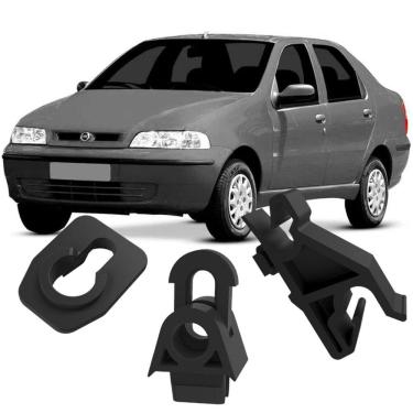 Imagem de Kit Grampos Presilhas Para Haste Vareta do Capô Siena G2 2001 2002 2003 2004 2005 2006 2007