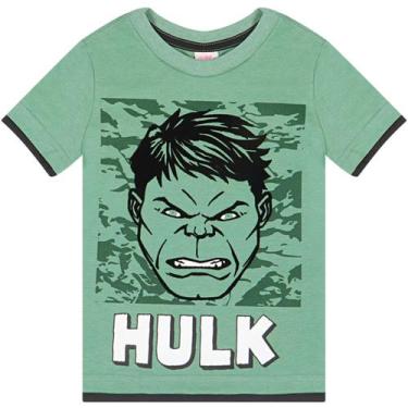 Imagem de Camiseta Infantil Manga Curta Rosto Hulk Flocado Verde- Marvel - Disne