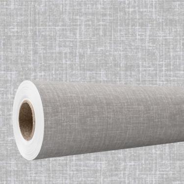 Imagem de Papel de parede 3D Auto Colante efeito tecido linho cinza Realista Decorativo Vinil Quarto 3m