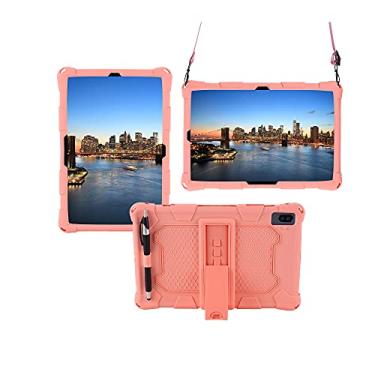 Imagem de Capa protetora para tablet Caixa da tabuleta para Lenovo M10 FHD. Mais 10.3 '' -X606f, Capa protetora à prova de choque à prova de silicone macia e leve com kickstand e alça de ombro (Color : Pink)