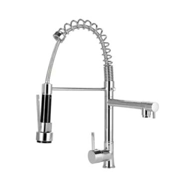 Imagem de Torneira Misturador Monocomando Gourmet Ducha Manual e Bica Reta Alta Cozinha Mesa Delta Metais (Cromado)