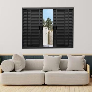 Imagem de Janela Veneziana de Alumínio 6 Folhas 120 x 200cm Modular Esquadrias Bergamo Preto
