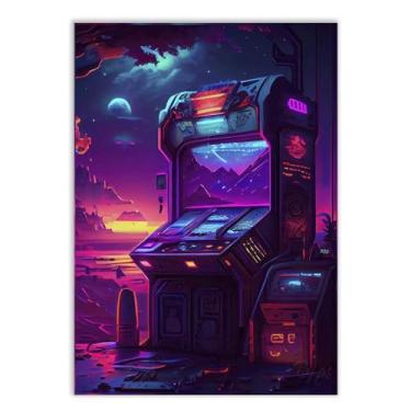 Imagem de Placa Decorativa A2 Fliperama Cores Retro Anos 80 Games Poster
